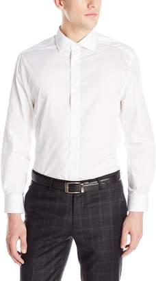 Nick Graham Men's Solid Cotton Poplin Dress Shirt- Modern Fit- Spread Collar