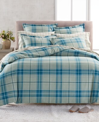 Martha Stewart Collection Holiday Flannel Blue Plaid Duvet Cover, Twin,  Created For Macy's - ShopStyle