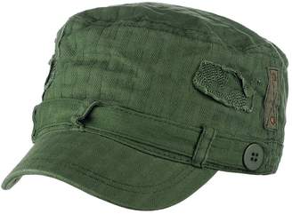 D&Y Unisex Distressed Patched Button Waffle Cadet Military Cap