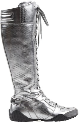 Christian Dior Silver Leather Boots