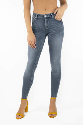 Tractr Blu Light Grey Heidi Mid Rise Ankle Crop Jeans