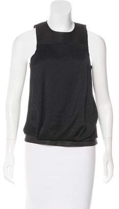 Helmut Lang Leather-Trimmed Sleeveless Top w/ Tags
