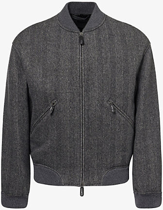 Giorgio Armani Mens Excalibur Herringbone Relaxed-Fit Cashmere Jacket 40