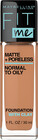 Maybelline Fit Me Matte + Poreless Liquid Foundation Makeup, 330 Toffee, 1 fl oz