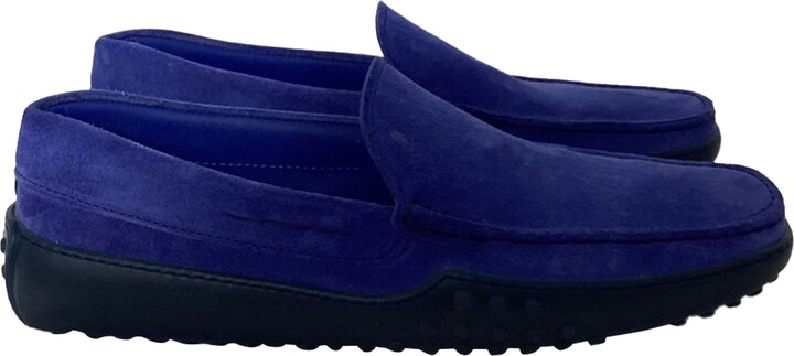 Slip-On Loafers in Blue Suede