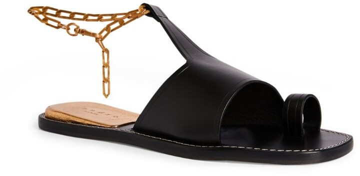 Sandro Leather Chain-Detail Sandals - ShopStyle