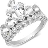 Thumbnail for your product : Guliette Verona 14K White Gold Cross Crown with Cubic Zirconia Birthstone Ring (April)