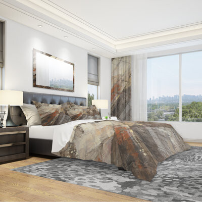 Design Art Brown Microfiber Modern Duvet Cover Set