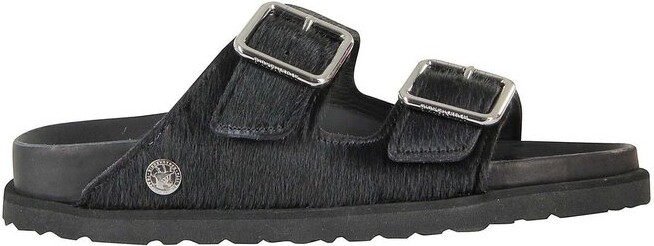 Birkenstock Arizona Fur Buckled Slide Sandals
