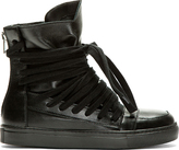 Thumbnail for your product : Kris Van Assche Krisvanassche Black Leather Overlaced High-Top Sneakers