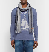 Thumbnail for your product : Loewe Striped Linen and Silk-Blend Scarf