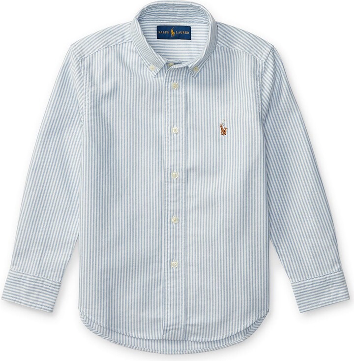 Ralph Lauren Kids Boy's Cotton Oxford Stripe Sport Shirt, Size 2-7
