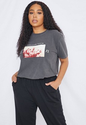 Plus Size Dark Gray Graphic T Shirt - ShopStyle