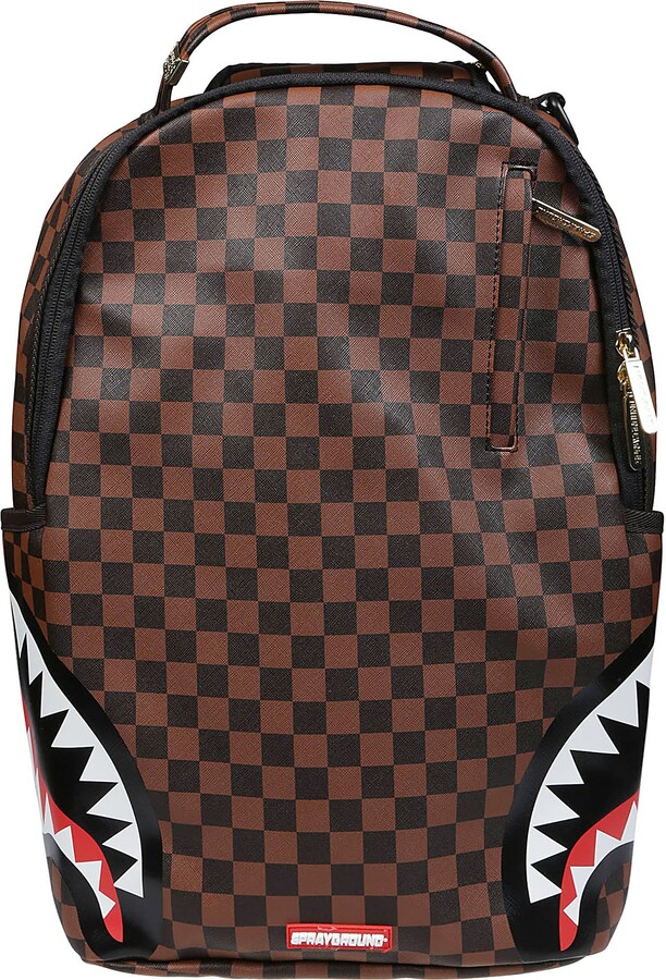 SPRAYGROUND Checkerboard Shark Backpack - Brown