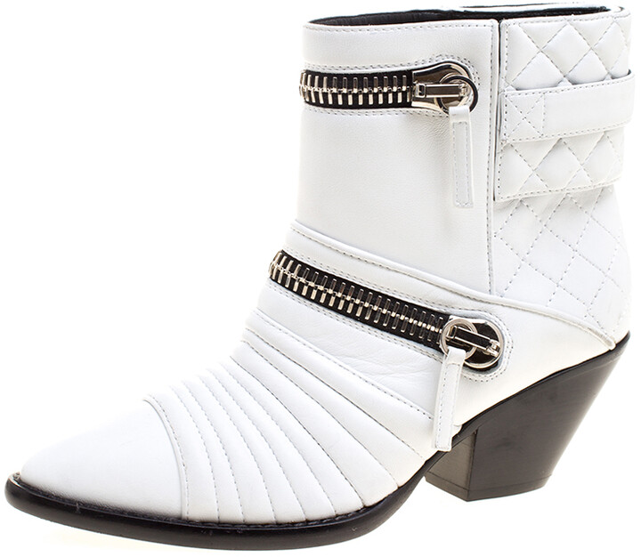strap detail quilted leather ankle boots