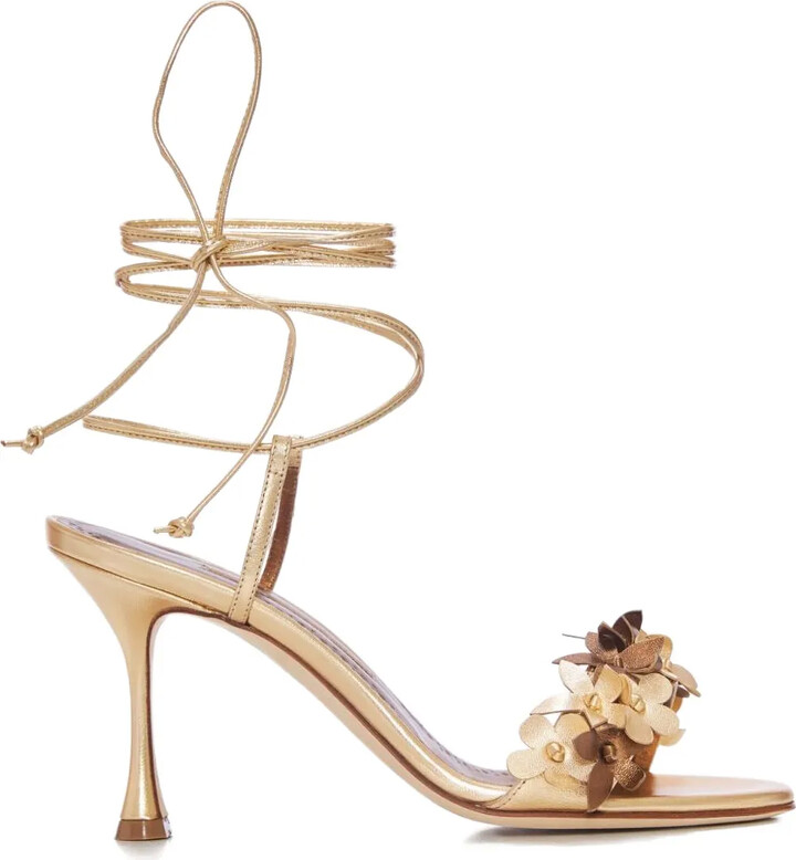 90mm Anista flower-embellished lace-up sandals