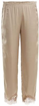 Icons Buttercup Lace Trimmed Silk Pyjama Trousers - Womens - Beige
