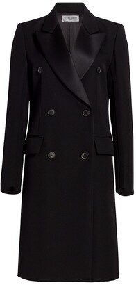 Victoria Beckham Double Breasted Tuxedo Wool Coat