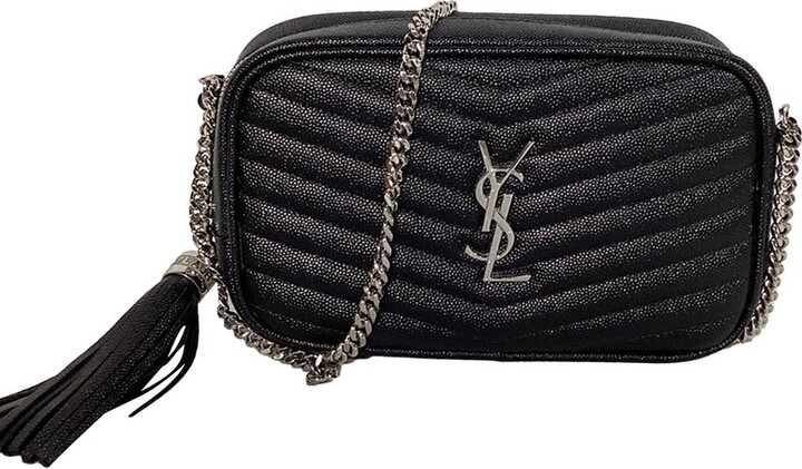 Saint Laurent Black Leather Quilted Mini Lou Camera Bag (Authentic Pre-Loved)