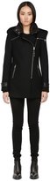 Thumbnail for your product : Mackage Dalida Black Hooded Winter Wool Jacket With Leather Details
