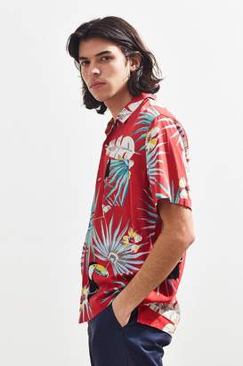 Urban Outfitters Electric Toucan Rayon Short Sleeve Button-Down Shirt