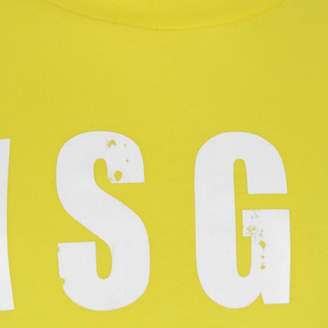MSGM MSGMGirls Yellow Logo Print Top