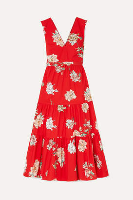 Paul & Joe Jtania Floral-print Cotton-poplin Maxi Dress - Red