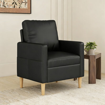 George Oliver 28" W Faux Leather Upholstered Armchair