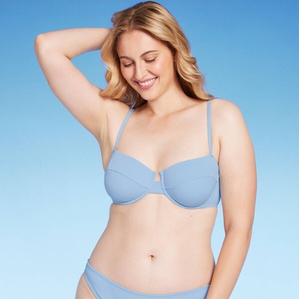 Women's Back Hook Underwire Bikini Sets Swimsuits - Cupshe-xl-blue : Target
