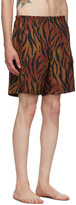 Thumbnail for your product : Palm Angels Brown & Black Tiger Swim Shorts