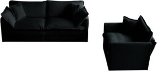 Latitude Run 2 Living Room In Black Chenille: Wood Construction. High Upholstery. Comfortable Sponge Fill. Versatile Seating. Easy Assembly Furniture Strong Soft T