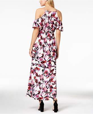 Bar III Printed Cold-Shoulder Maxi Dress, Created for Macy's