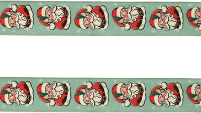 Corrigan Studio Nostalgic Santa Print Wired Ribbon (Set of 2)