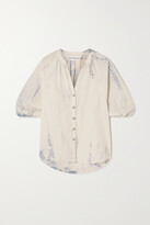 Thumbnail for your product : Apiece Apart Mitte Tie-dyed Cotton And Linen-blend Blouse - Cream