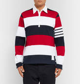 Thumbnail for your product : Thom Browne Striped Cotton-Jersey Polo Shirt
