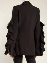 Thumbnail for your product : Ellery Gold Band Double Breasted Ruffle Trimmed Jacket - Womens - Black