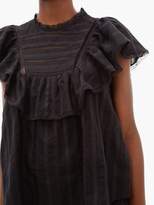 Thumbnail for your product : Etoile Isabel Marant Pleyel Ruffled Striped Cotton Blouse - Womens - Black