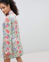 Thumbnail for your product : Glamorous Long Sleeve Shift Dress With High Neck In Bright Floral