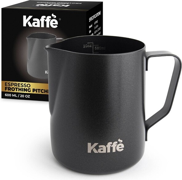 Kaffe KaffeFrothingPitcherDarkBrushedStainlessSteel:MilkFrothingPitcher,Coffee&EspressoAccessories,StainlessSteelFinish