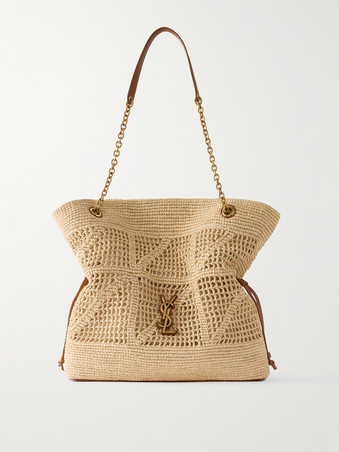 Saint Laurent Jamie Leather-trimmed Raffia Tote - Neutrals