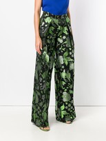 Thumbnail for your product : Christian Pellizzari Foliage Print Palazzo Trousers