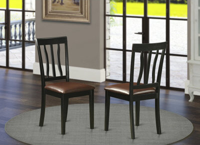Wooden Importers Antique Side Chair with Faux Leather Seat - CUSTOM SET OF 2