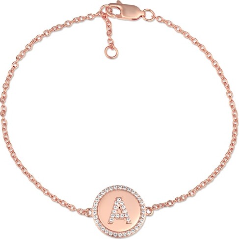 Zales White Lab-Created Sapphire Raised Uppercase Initial Bracelet - 8”