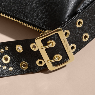 Burberry Eyelet and Rivet Detail Leather Crossbody Bag