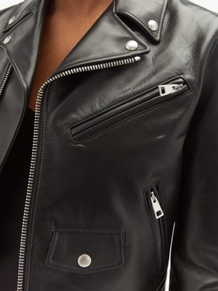 Bottega Veneta Cropped Leather Biker Jacket - Black