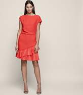 Thumbnail for your product : Reiss Cecilia - Frill-detail Asymmetric Hem Dress in Vermillion