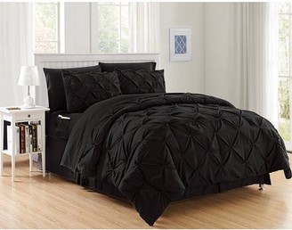 Elegant Comfort Silky Soft Pintuck Bed-in-a-Bag 8-Piece Comforter Set --HypoAllergenic - King Burgundy