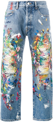 Palm Angels distressed painted jeans - men - Cotton/Polyester - 30