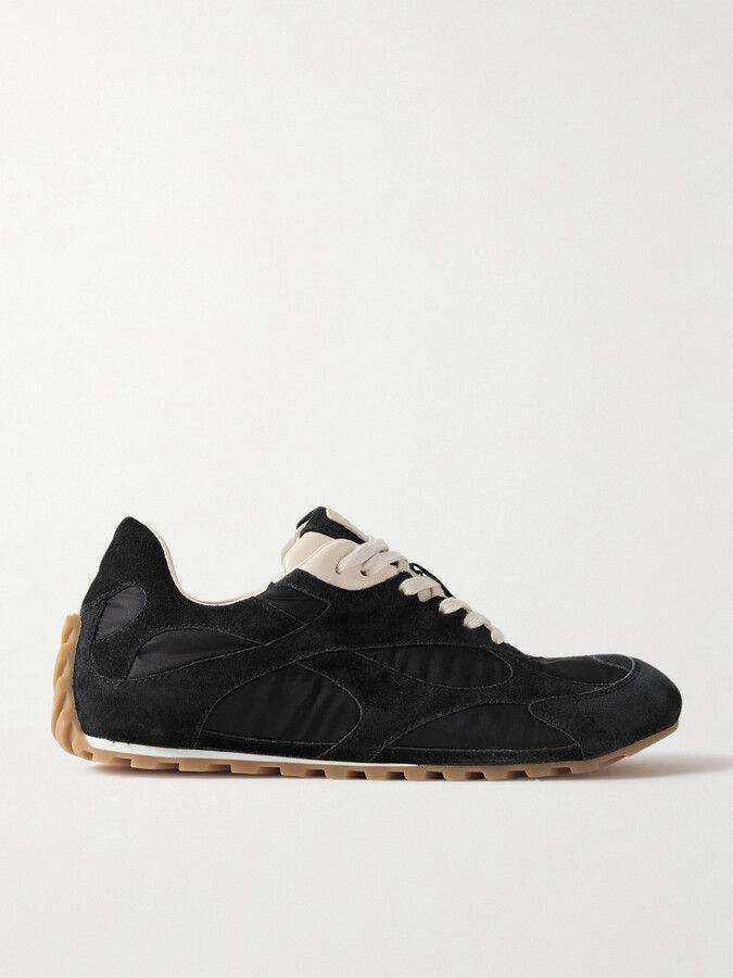 Bottega Veneta Orbit Leather-trimmed Suede And Shell Sneakers - Black