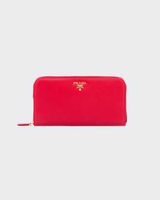 Prada Fiery Red Saffiano and leather wallet with shoulder strap (PB1019593)